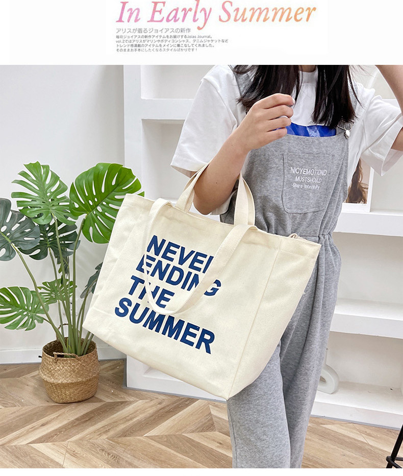 Women's Large Canvas Letter Streetwear Square Zipper Canvas Bag display picture 1