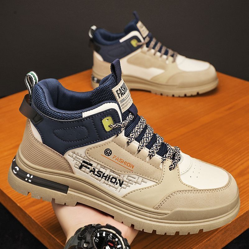 2024 men's shoes new Martin thick sole trend height increasing student anti slip versatile sports and leisure high top_voghion.com