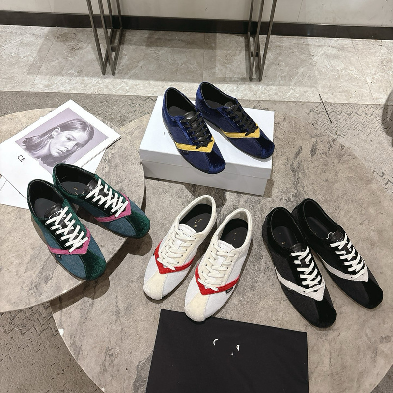 High-End 2026 Spring and Autumn Retro Lace-Up Flat Ballet Casual Sneakers Celine Versatile Color-Blocking German Training Shoes High-End 2026 Spring and Autumn Retro Lace-Up Flat Ballet Casual Sneakers Celine Versatile Color-Blocking German Training Shoes