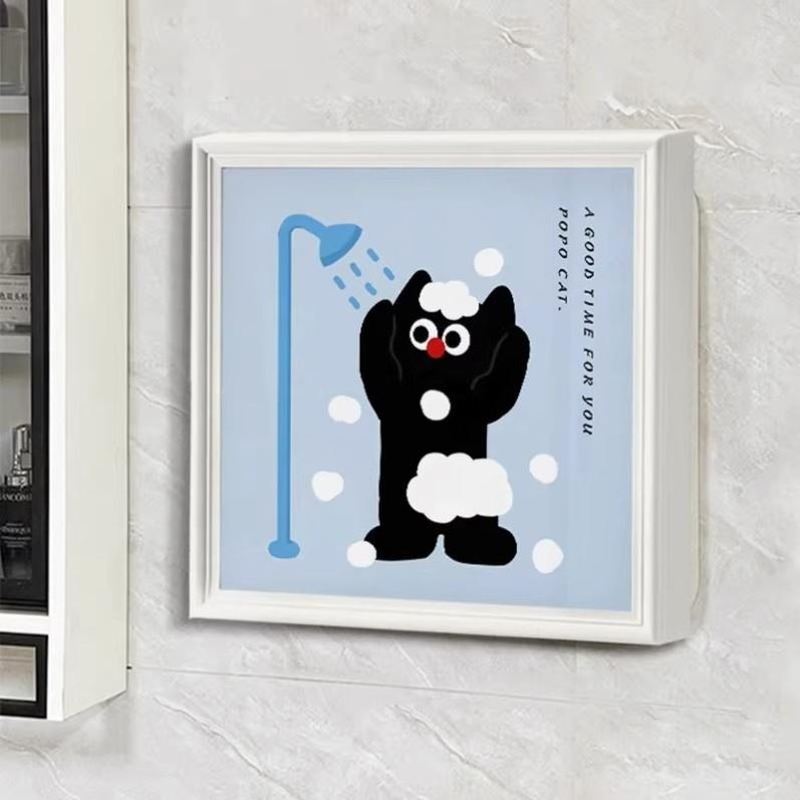 可爱猫咪浴室收纳置物架洗澡放衣服卫生间洗手间壁画折叠包邮批发|undefined