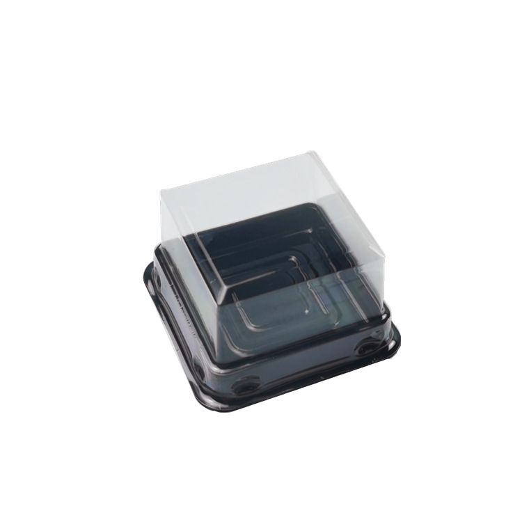 Caja de embalaje de pastel de Luna yema de huevo nieve crujiente Mei Niang caja de regalo PET plástico negro oro caja de ampolla cuadrada transparente