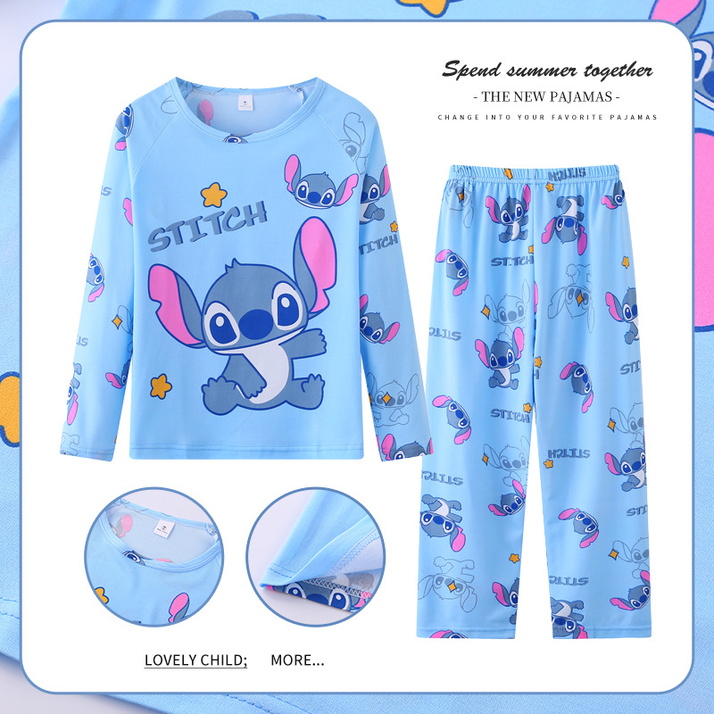 Pijama infantil de manga larga para primavera y otoño, conjunto cómodo de algodón para niños y niñas