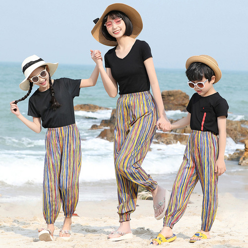 Children's anti-mosquito pants for girls, thin baby summer parent-child wear, adults and boys' loose bloomers, casual loose pants
