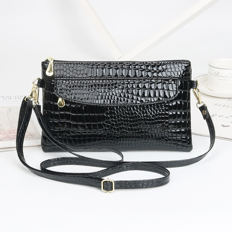 New Fashionable Glossy Women's Bag, Crossbody Bag, Crocodile Pattern Women's Clutch Bag, Shoulder Bag, Mobile Phone Bag, Ladies' Small Bag