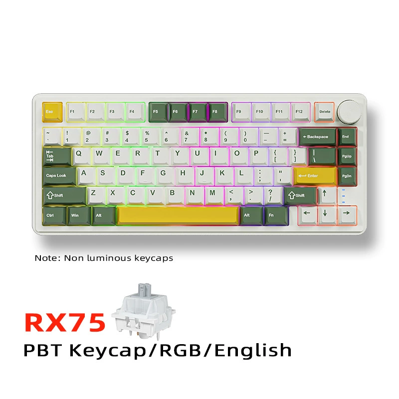 Mechanical Keyboard RX75, wireless three-mode, PBT keycaps & RGB (80-key compact)