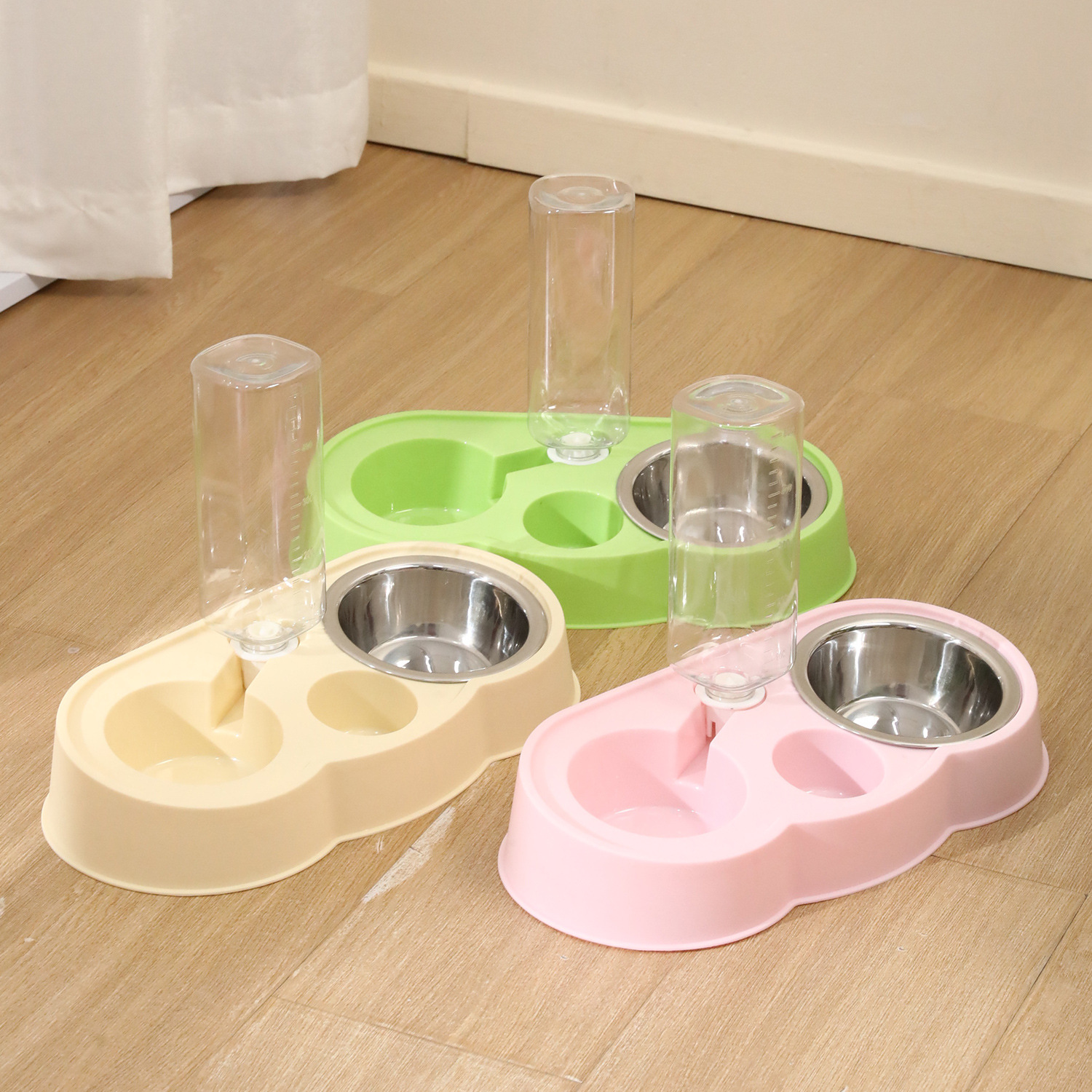 Cat Bowl Spot Portable Pipi Tao Little Cloud Combinación de acero inoxidable Tazón doble para mascotas Alimentación Agua Tazón para mascotas