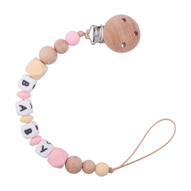 Suministros para bebés de haya clip pezón cadena creativa DIY bebé octogonal silicona mordedor pulsera juguete conjunto de dos piezas