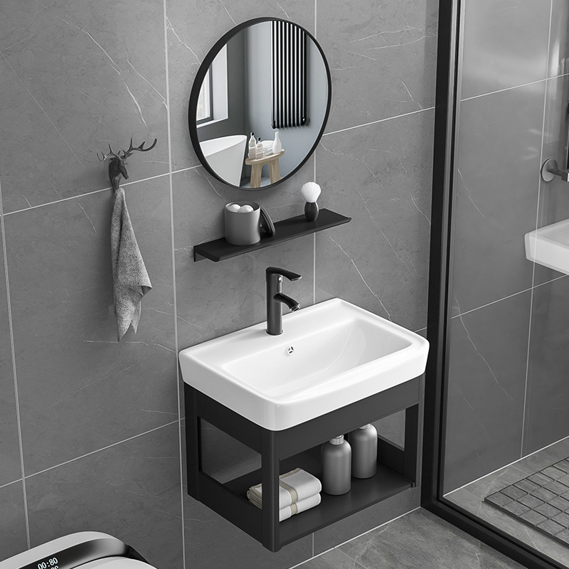 Small Balcony Sink Bathroom Vanity Wash Basin Simple Small Household Wall-mounted Face Basin Cabinet Combination