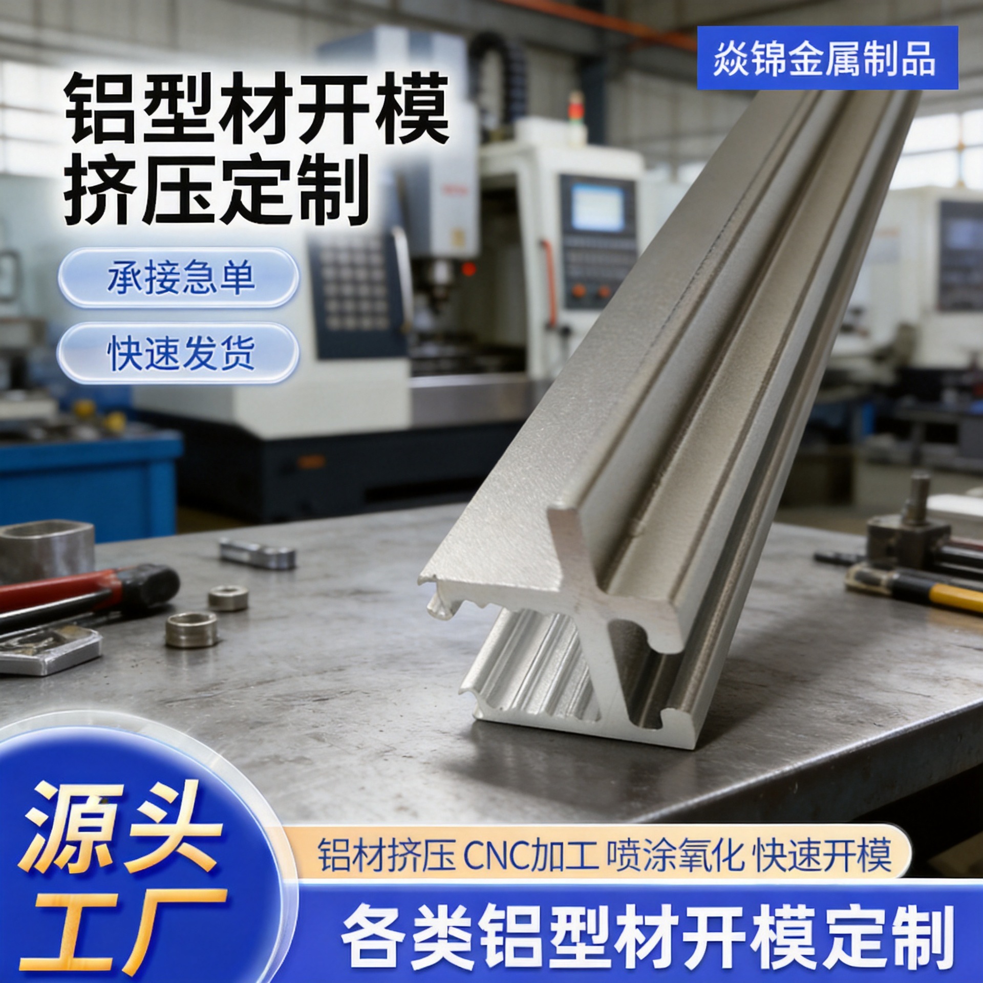 6063铝型材挤压铝合金圆管现货铝合金六角棒加工铝型材配件切割