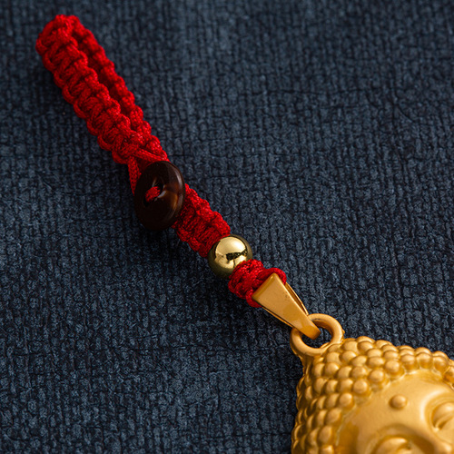 Vietnamese sand gold 3D Buddha head necklace, Tathagata Buddha men and women personalized pendant, key pendant, mobile phone pendant protection