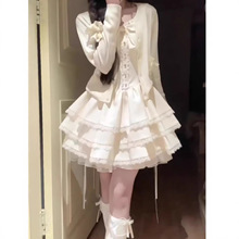 热嘉开春新款法式甜美氛围感超好看开衫外套蓬蓬连衣裙显瘦套装潮