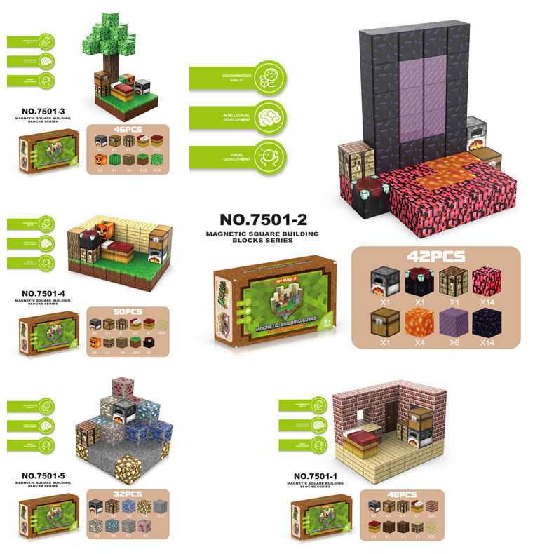 Source Factory Mc My Magnetic World Block DIY Building Mini World Set 2.5cm Magnetic Building Blocks