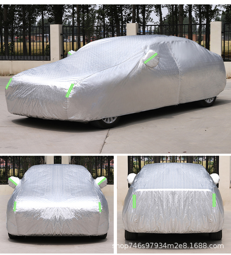 Car Cover Full Cover Thickened Car Cover for Full Vehicle Protection Against Sun and Rain, Heat Insulation, Thickened Oxford Cloth with Added Cotton