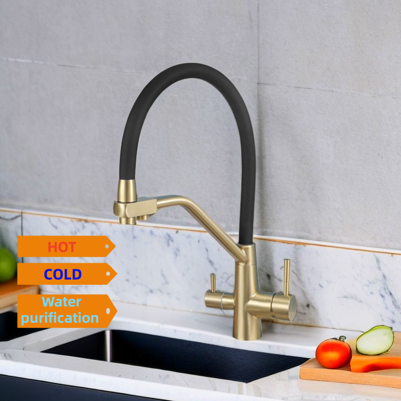 Russian Kitchen Three-In-One Water Purification Faucet Washbasin Sink Hot and Cold Pure Water Stainless Steel Silicone Faucet