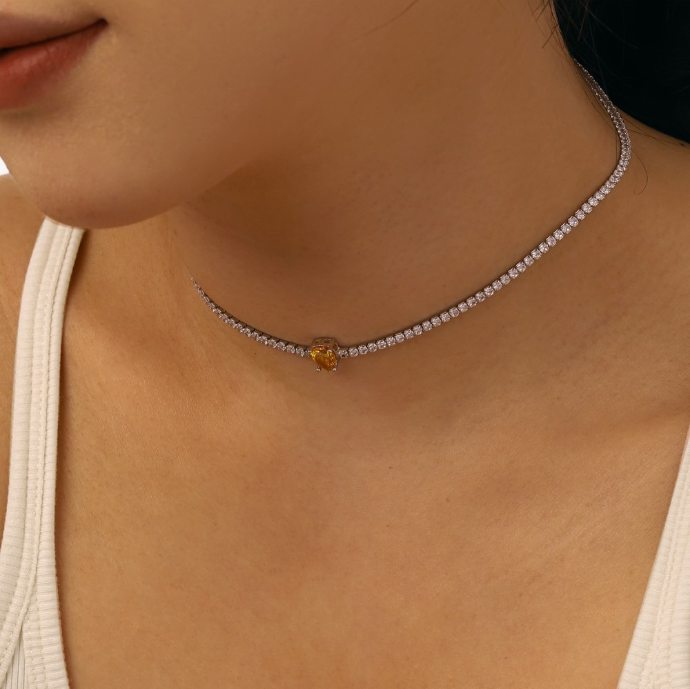 15g Weight Zircon, High Carbon Diamond Inlay Material Necklace Classification 925 sterling silver Chain Material 1 Piece Quantity Holiday, Tea Party Occasion 925 Sterling Silver Material Heart Shape, Rectangle Pattern Women's Gender Inlay Design Simple Style, Shiny Style 925 Sterling Silver Zircon High Carbon Diamond Inlay Heart Shape Rectangle Necklace 4