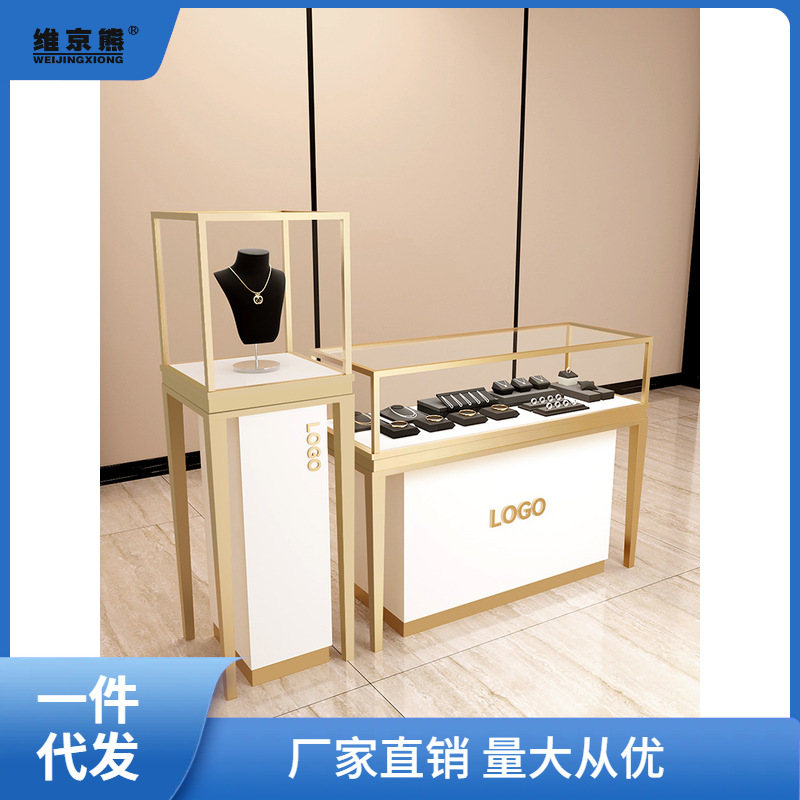 不鏽鋼珠寶首飾展示櫃透明玻璃展櫃手錶玉器古玩陳列品品櫃檯薑茶