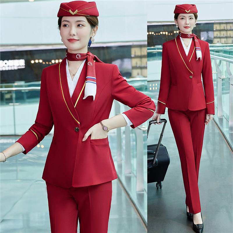 Front desk stewardess business attire female temperament suit suit hotel front desk reception flight attendant interview jewelry store work clothes
