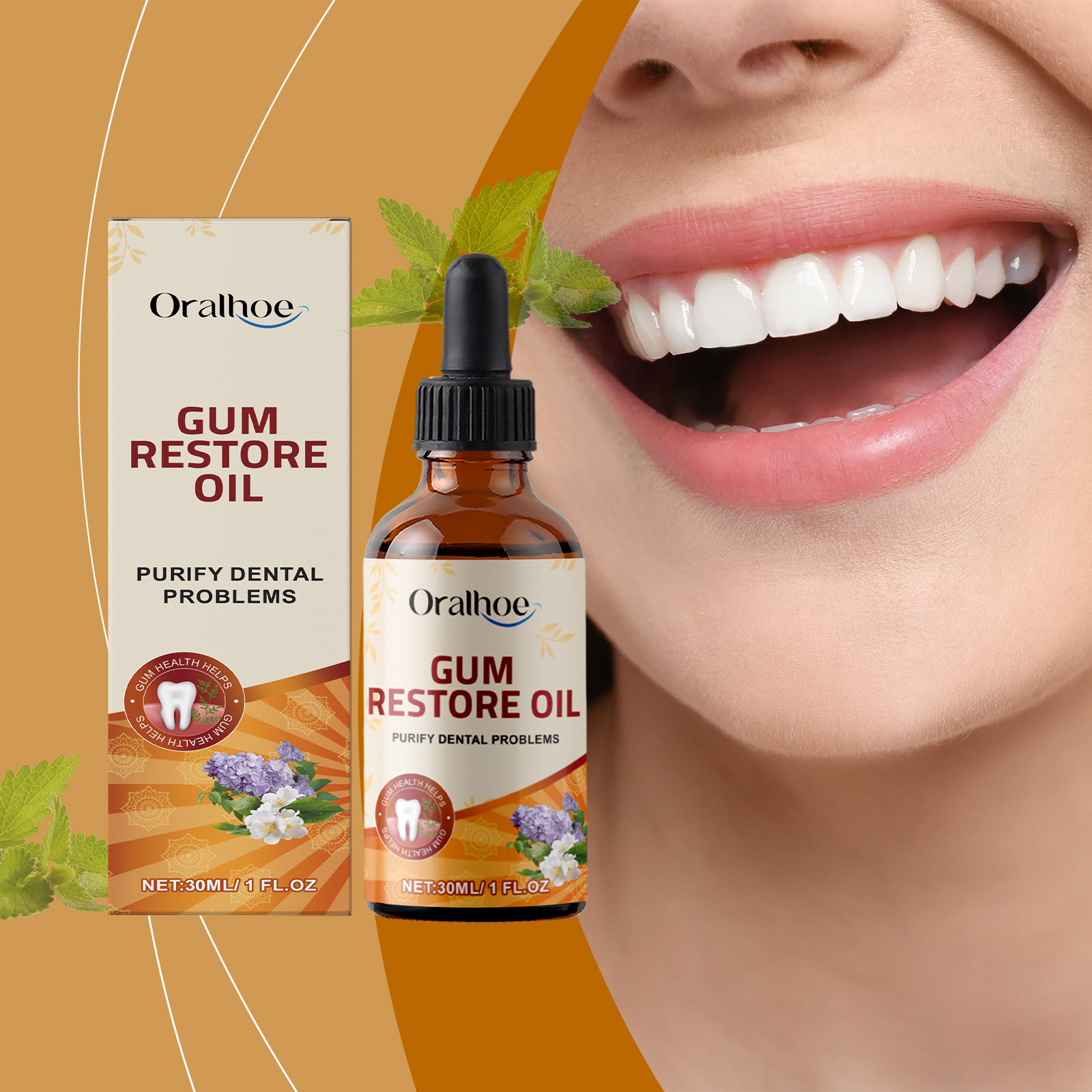 Oralhoe Herbal Gum Care Solution Gently Cleans Tartar Stains, Relieves Discomfort, and Cares for Teeth
