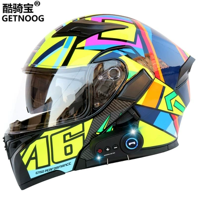 Cool riding treasure electric motorcycle Bluetooth helmet double lens exposed helmet full helmet motorcycle helmet with FM (Motorcycle Safety Supplies) - q7-with-k10-bluetooth-m