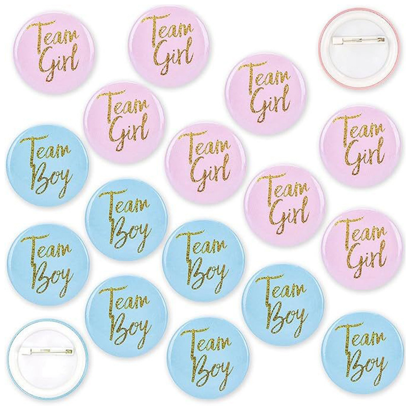 Baby Shower Gender Reveal Tinplate Boy Girl Team Boy Badge Team Girl Badge Decoration Baby Shower Gender Reveal Tinplate Boy Girl Team Boy Badge Team Girl Badge Decoration
