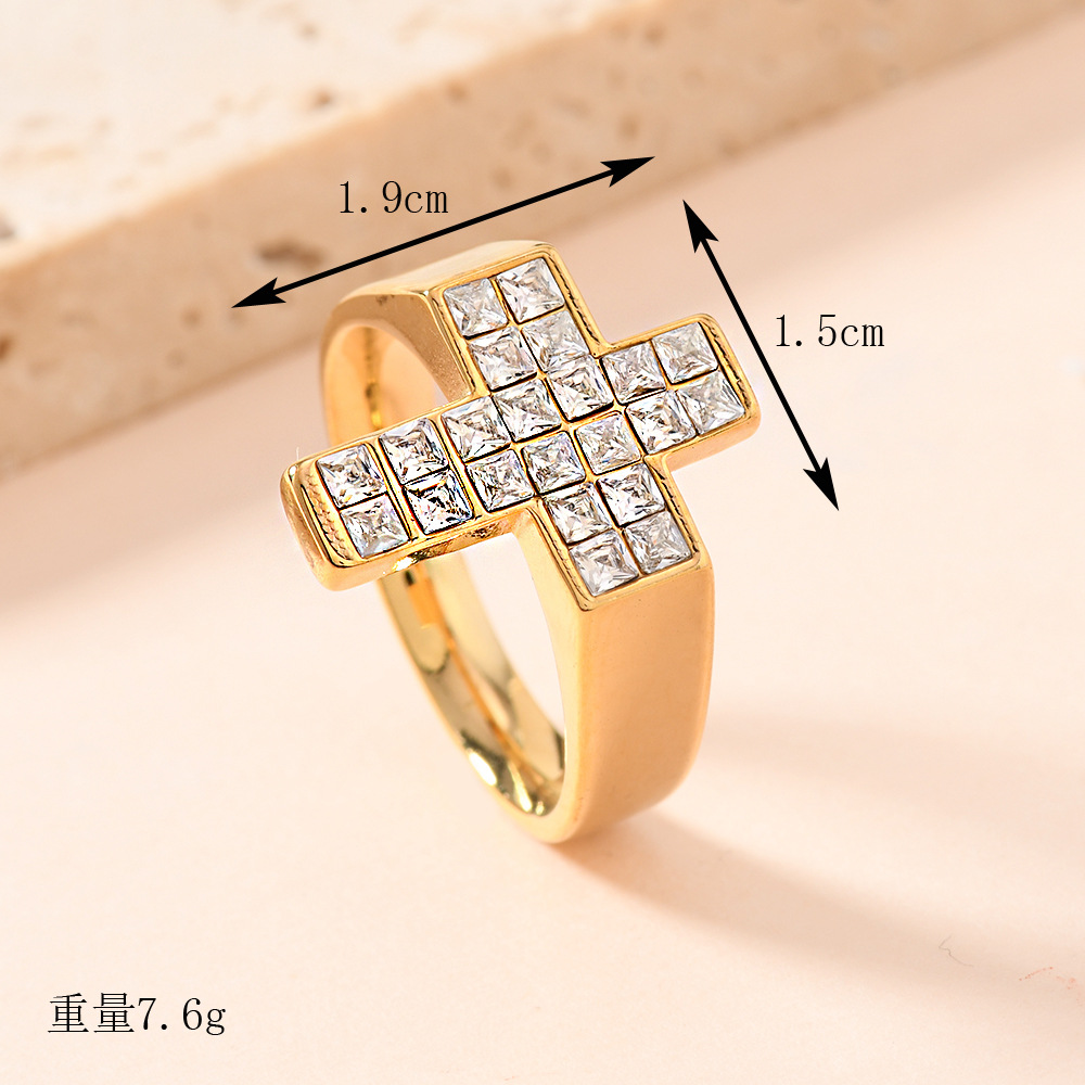 Anillo de acero inoxidable transfronterizo de fundición Hip Hop personalidad punk anillo de diamante cruzado popular joyas versátiles image 9