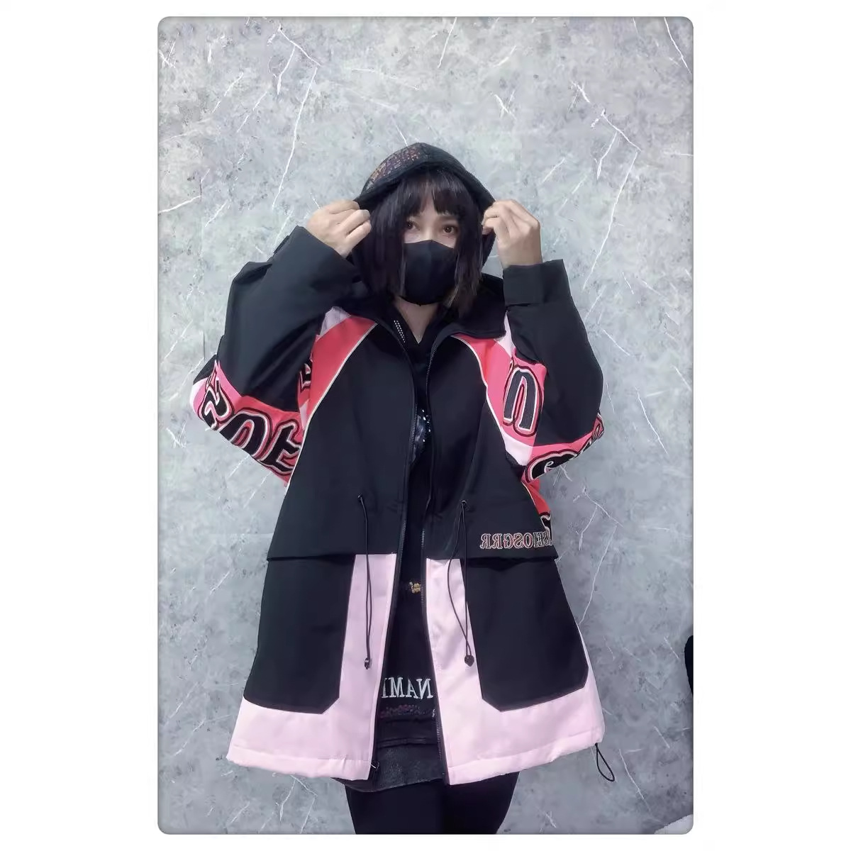Women's Clothing contrast color jacket for women autumn new design letter embroidery loose mid length windbreaker jacket_voghion.com
