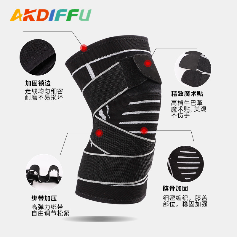 Deportes rodillera correa de presión de punto caliente nylon rodillera almohadilla de pierna running fitness baloncesto rodillera equipo de protección venta al por mayor