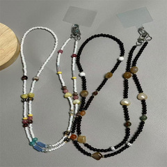 ins珍珠串珠手機鏈掛鏈掛繩手機彩色背帶包包鏈條手工相機