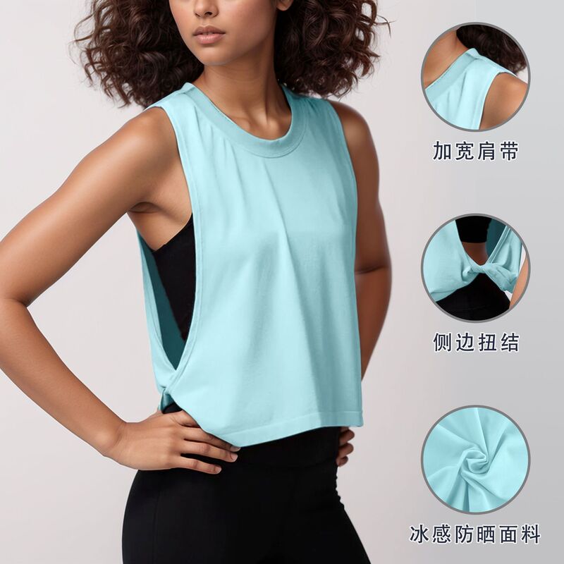Cross-Border Loose Sleeveless Blouse Sports Vest Women's Summer Lightweight Breathable Running Yoga Clothing Top Fitness Vest