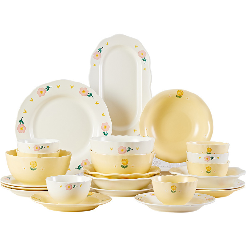 下絵付陶磁器食器 2025 新しいシンプルな高品質のボウルと箸、ライスボウルとディッシュセット、ライスボウル、ヌードルボウル、スープボウル|undefined
