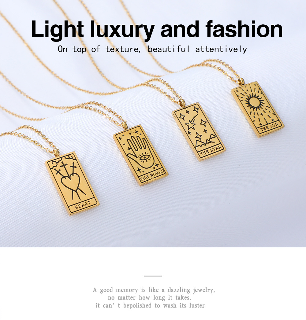 Nihaojewelry Simple Tarot Pendant Stainless Steel Necklace Wholesale Jewelry