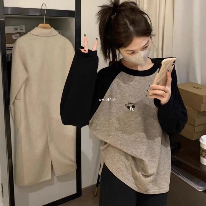 外贸韩版笑脸春秋季爆款睡衣女东南门满印笑脸家居服可外穿