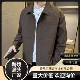 翻领外套男士春秋季2025新款潮流休闲行政夹克男上衣外套