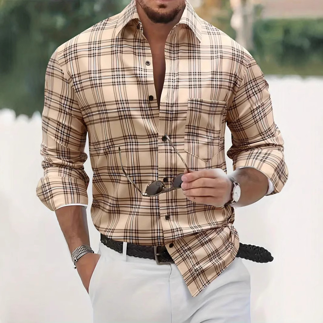 2024 verano personalidad hermosa nueva moda suelta y transpirable bolsillo camisa de manga larga para hombre MB12