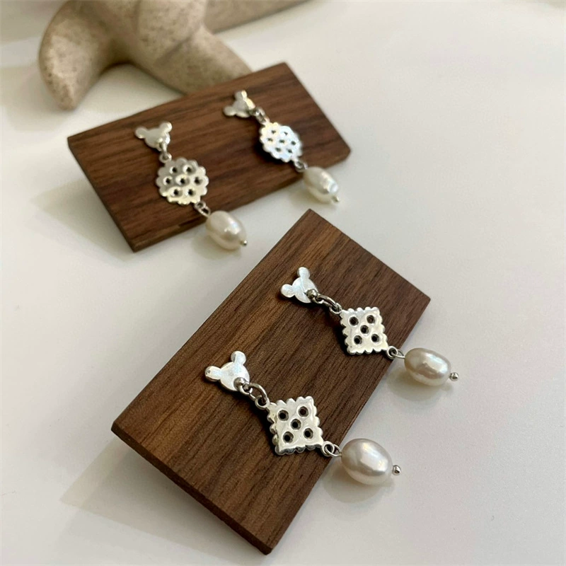 Оригинальные серьги из pearl с милым брендом, 925 образец серебро, с маленькими медведями