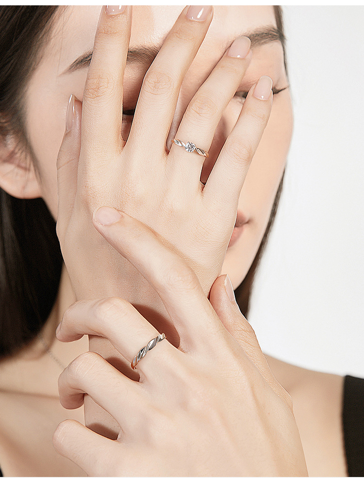 Mobius ring couple ring men and women a pair of rings Korean version of simple student zircon open ring light luxury gift_voghion.com