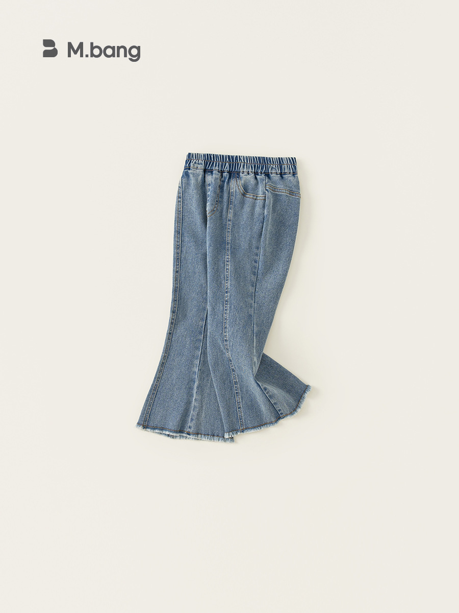Ropa para niños Youbao, pantalones para niñas, pantalones largos para niños medianos y grandes, pantalones acampanados versátiles, vaqueros informales para niñas, primavera y otoño, nuevo estilo image 3