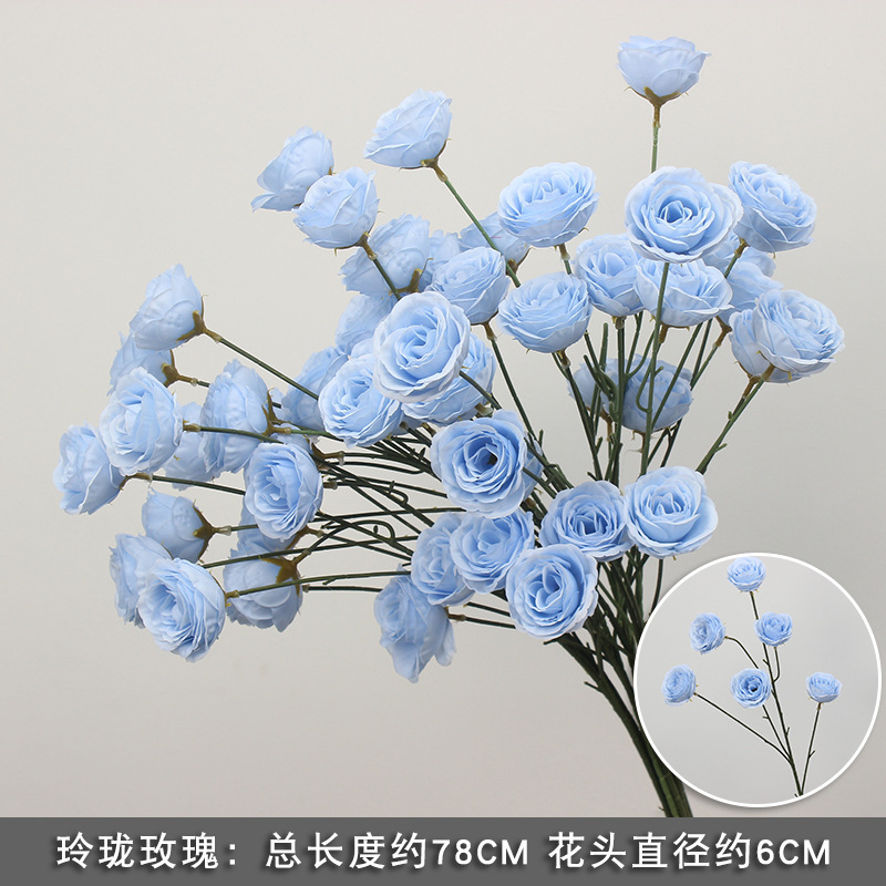 10本の青い色のシミュレーションの花の室内の絹の花の結婚祝いの装飾の花の生け花は造花の天井の花の路の花を並べます。|undefined