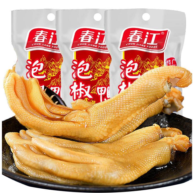 春江泡椒鸭掌32g广西特产网红休闲零食品鸭脚鸭爪酸辣爽脆解馋