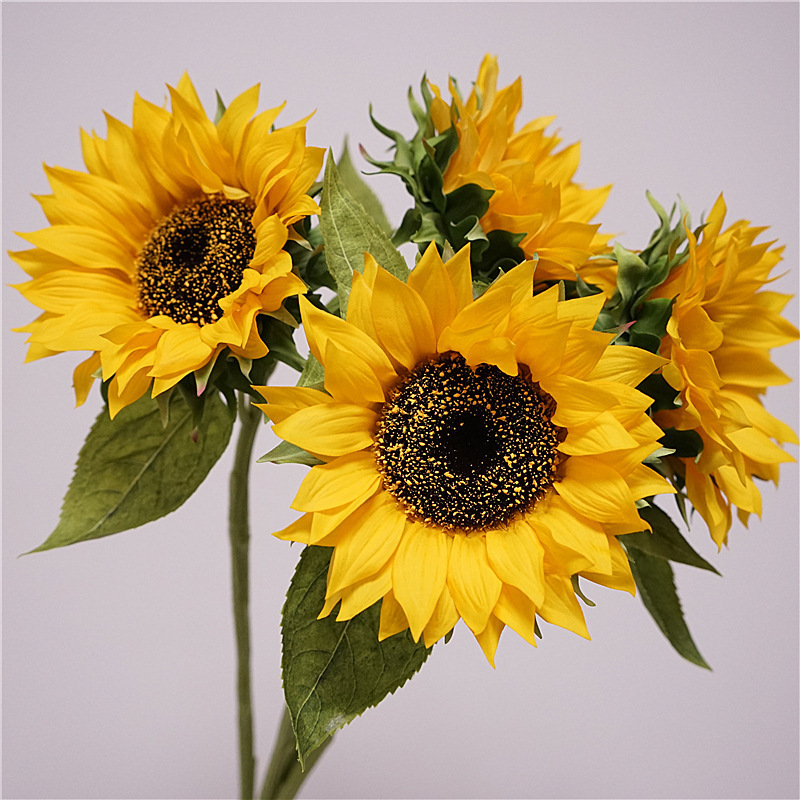 Simulated Touch Moisturizing Sunflower Single Branch Artificial Flower Home Decoration Flower Arrangement Ornaments Plastic Fake Flower Photography Props