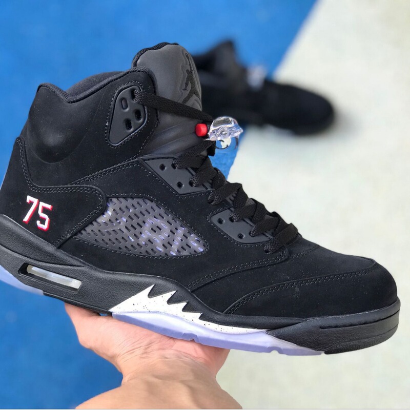 Aj5 Basketball Shoes Men's Sports Running Air Cushion White Purple Mandarin Duck Ice Blue White Yellow Oreo Buckle Broken Black and White Orange Racing