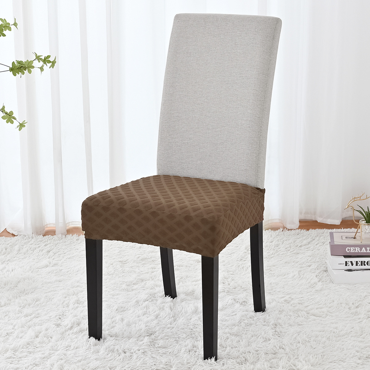 Transfronterizos sólidos elásticos jacquard diamante doble taburete elástico cubierta de silla de hotel polvo taburete cubierta de silla de comedor stock