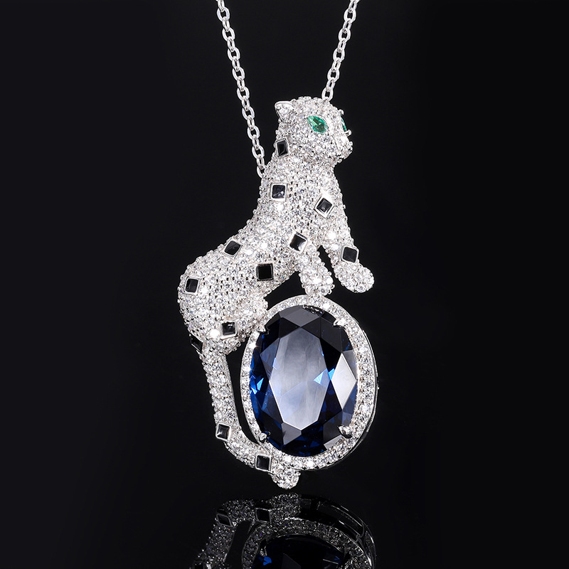 Zhuang Sheng joyería S925 plata Venta caliente simulación color tesoro leopardo temperamento lujo colgante joyería piedra principal 13*18