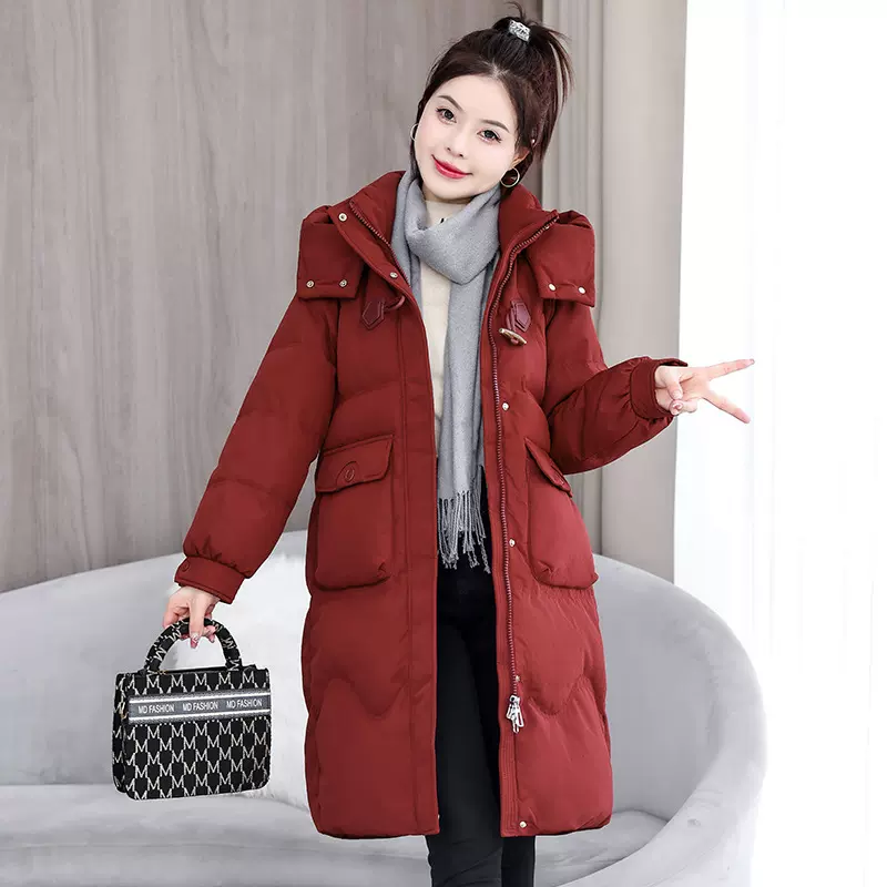 2024新款年轻冬季连帽宽松棉衣女中长款过膝时尚加厚棉袄棉服外套