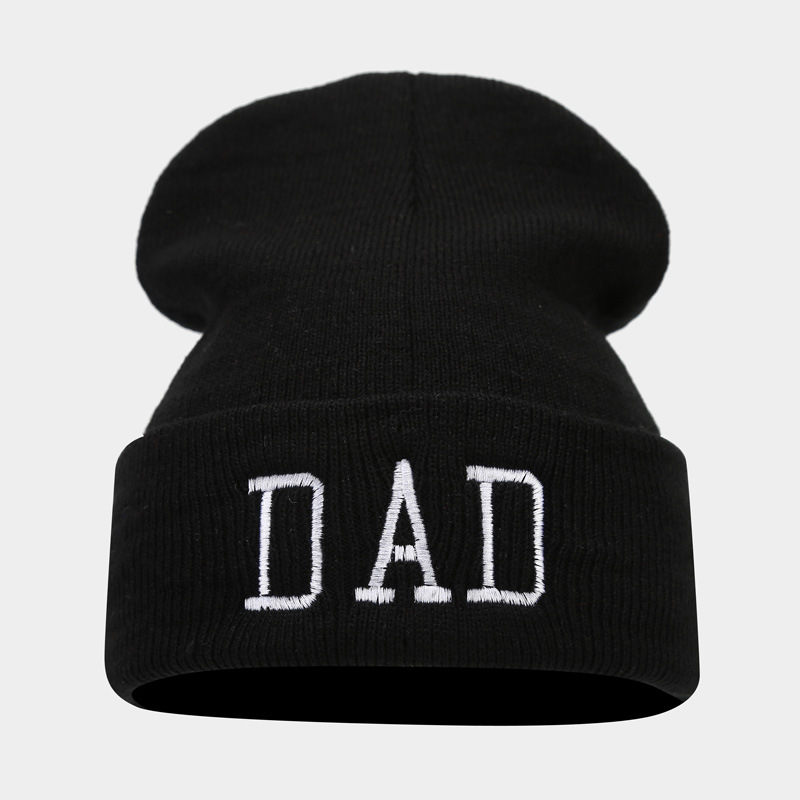 Otoño e Invierno nuevo papá mamá bordado redondo tejer sombrero Amazon Venta caliente Mamá y Papá sombrero de lana sombrero frío