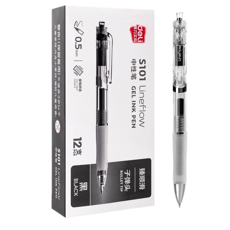 Delit S101 suave 0.5mm bolígrafo neutro pulsante bolígrafo de firma confortable agarre funda para estudiantes 12 piezas / caja
