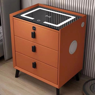 Multifunctional Smart Bedside Table Bluetooth Speaker Modern Minimalist Bedroom Two-Drawer Wireless Charging USB Bedside Table Three-Drawer