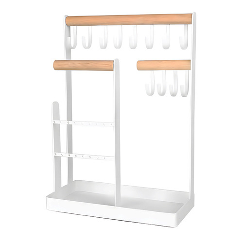 Cross-border Nordic jewelry display necklace jewelry stand storage rack white solid wood iron hook jewelry display stand