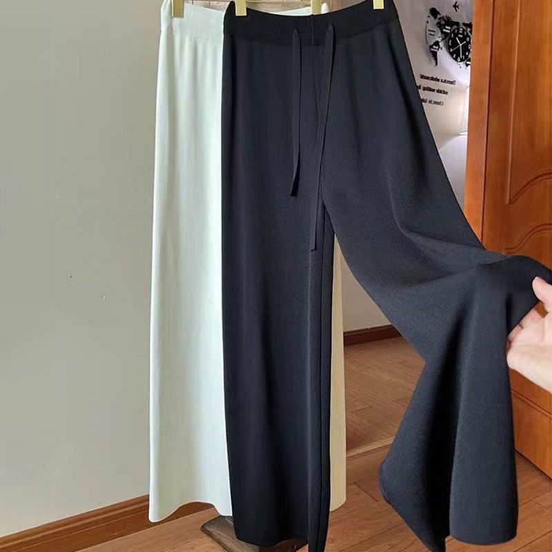 24 invierno Puyuan 2024 otoño y invierno nuevo cintura alta correa pantalones de piernas anchas camiseta de punto suelta
