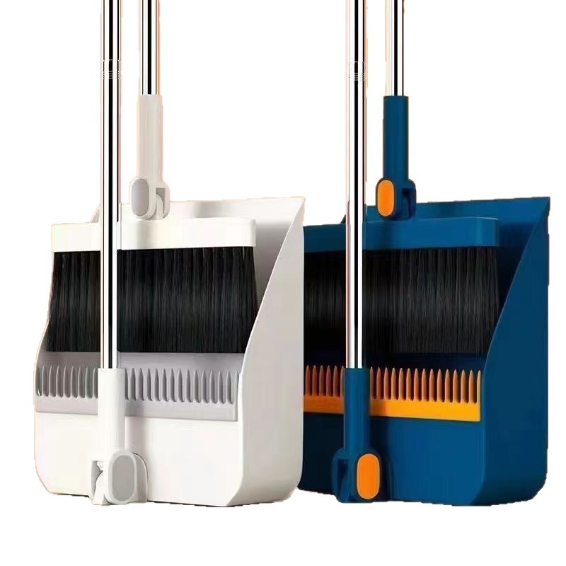 Set di scopa pieghevole extra large e spessa con setole morbide rotanti, paletta combinata per la pulizia dei capelli per la casa_voghion.com